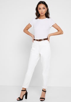 Moto Mom Jeans White