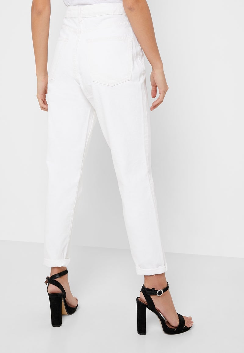 TOPSHOP - Moto Mom Jeans White - Image 1