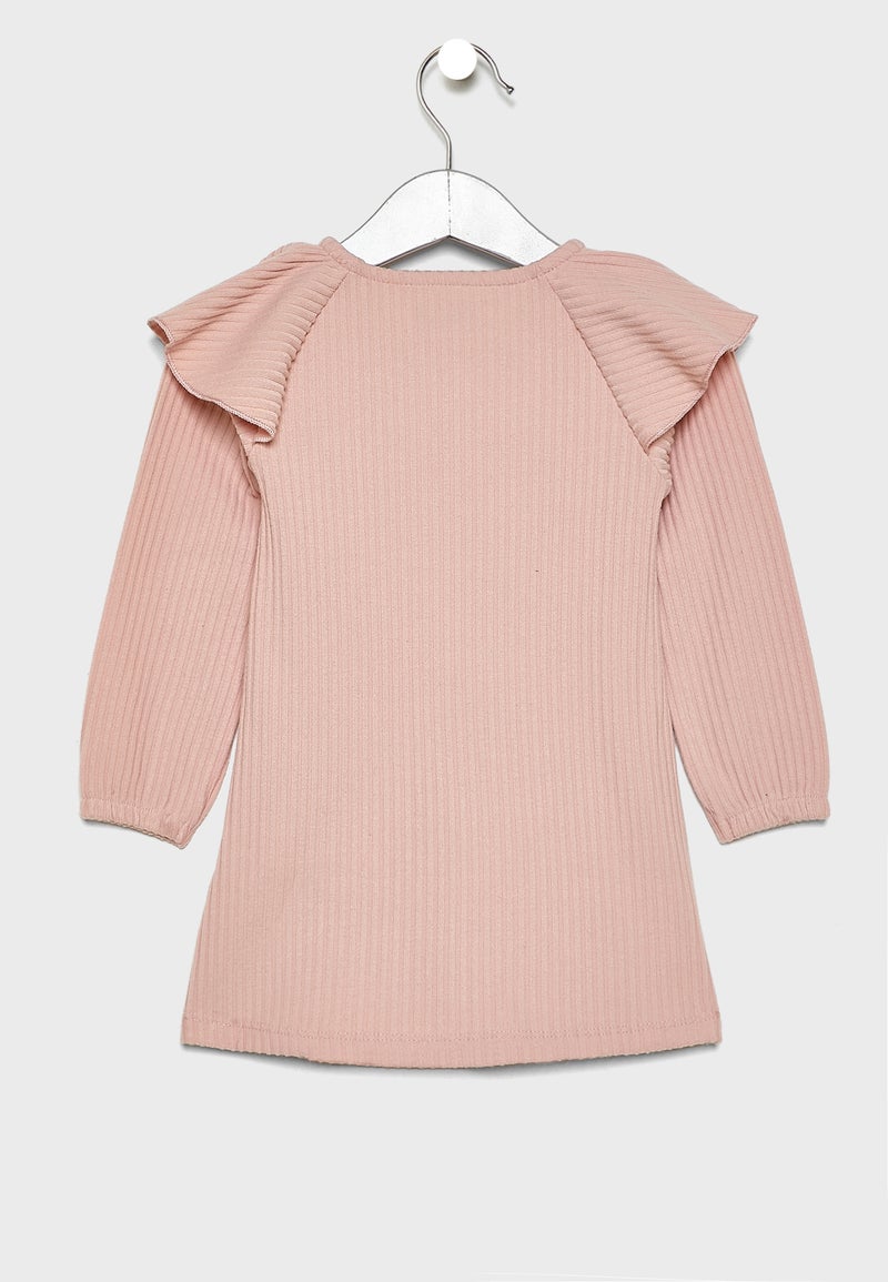 Reserved Infant Ruffle Shoulder Dress Pale Pink  - Image 2