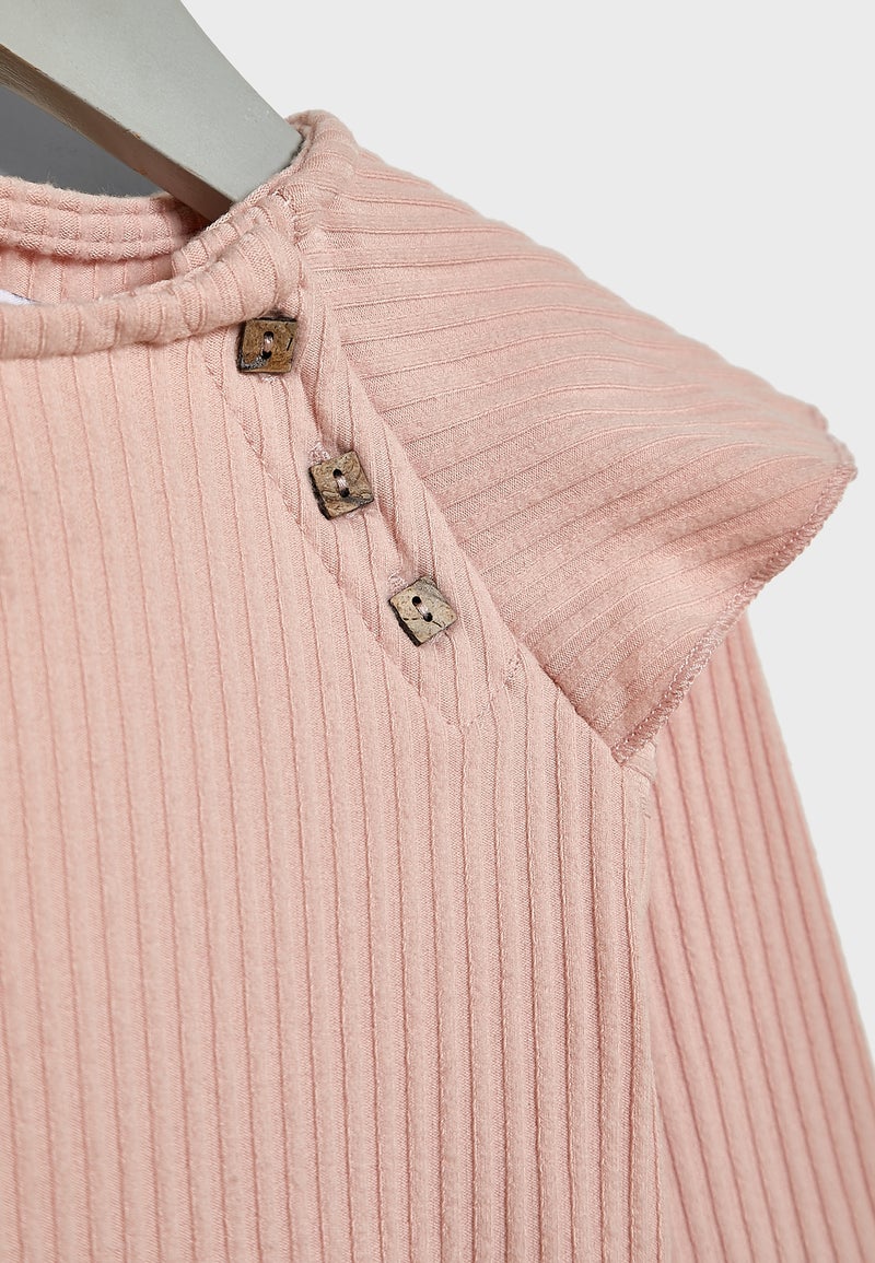 Reserved Infant Ruffle Shoulder Dress Pale Pink  - Image 3