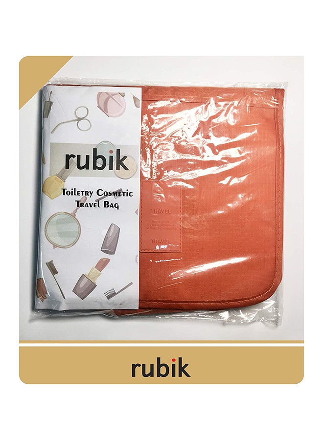 روبيك حقيبة لمستحضرات ولوازم التجميل بتصميم قابل للتعليق برتقالي داكن - Image 2
