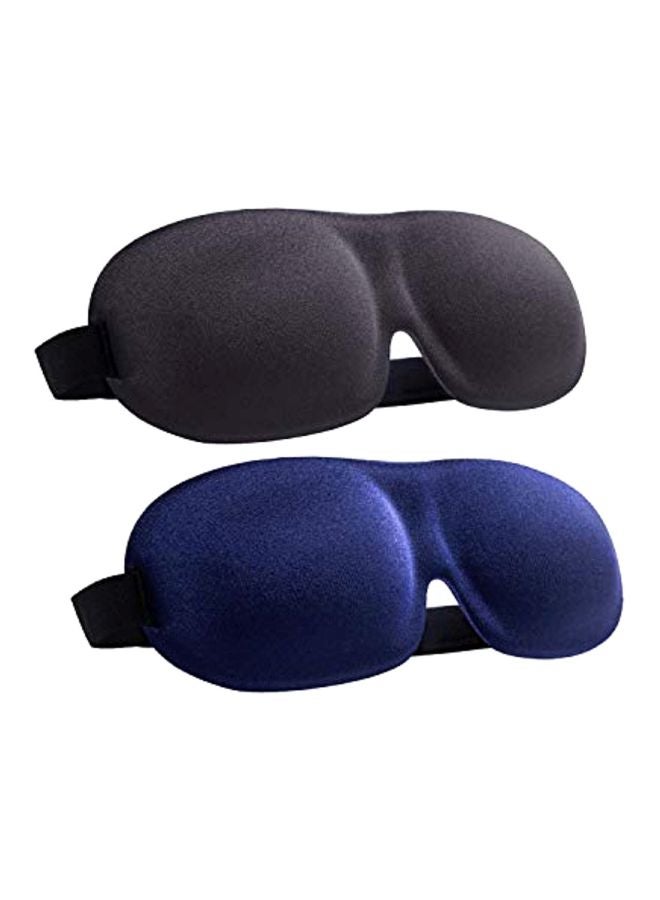 LKY DIGITAL - 2-Piece Sleeping Eye Mask With Adjustable Head Strap Black/Blue - Image 1