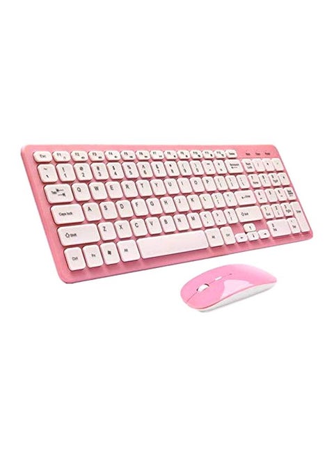 Wireless Keyboard And Mouse Set Pink/White