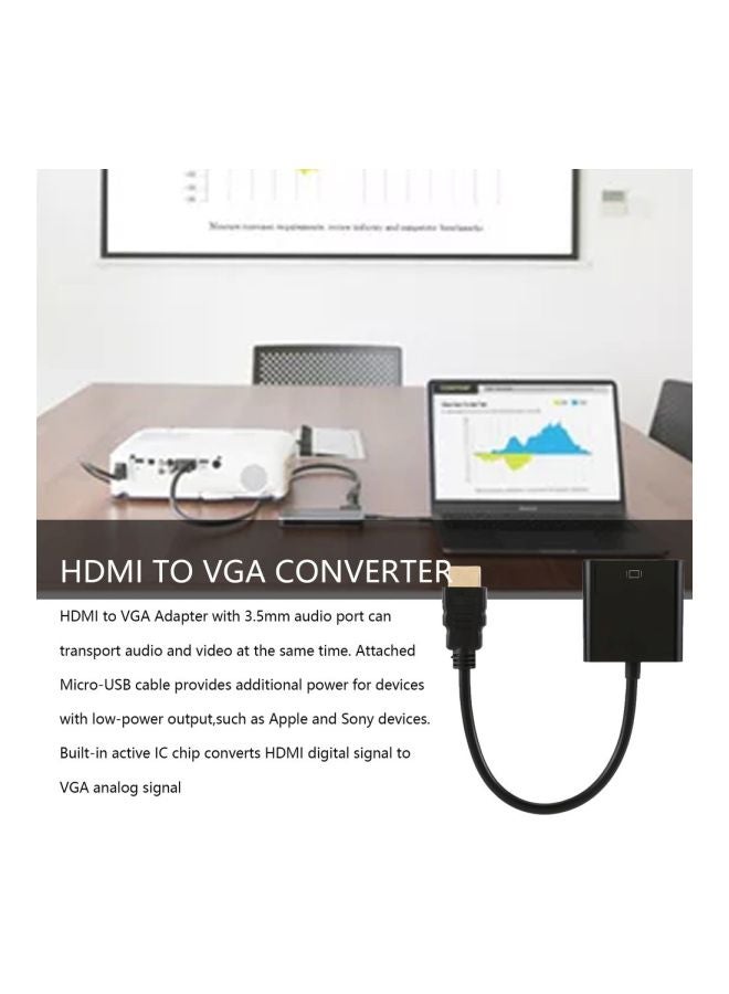 كابل فيديو محول من ذكر HDMI إلى أنثى VGA مزود بمحول صوتي أسود/فضي - Image 4