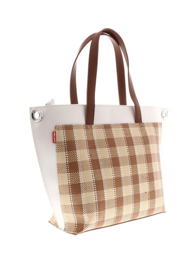 FIRST SHOW Polyester Shoulder Bag Brown/Beige/White - Image 3