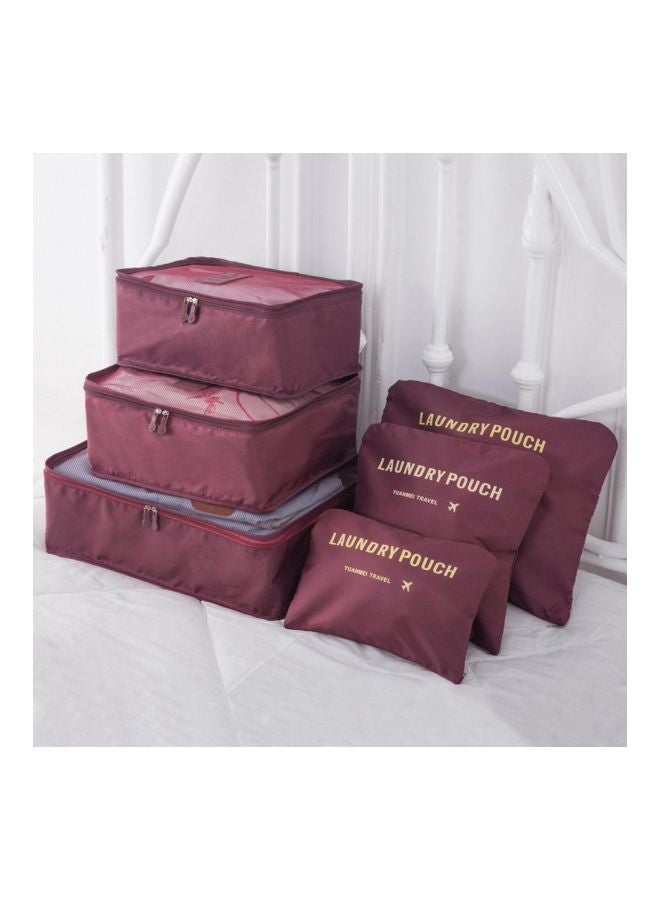 Generic - 6-Piece Travel Organizer Set Wine Red - Image 1