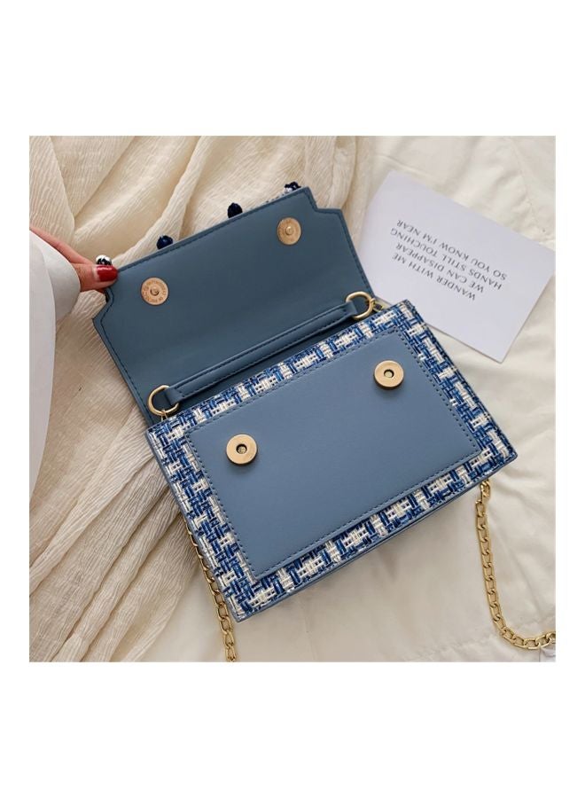 EHOME Linen Satchel Bag Blue/White - Image 2