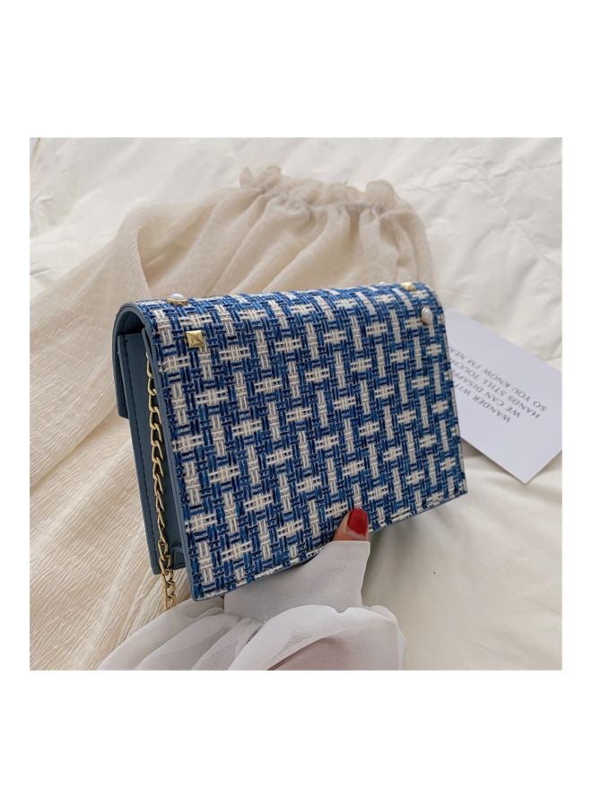 EHOME Linen Satchel Bag Blue/White - Image 3