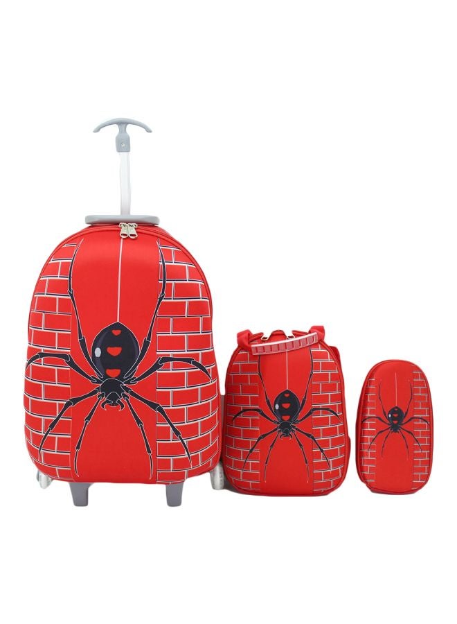 فالوجوشا مجموعة حقيبة ظهر بعجلات بطبعة عنكبوت من 3-قطع أحمر/ أسود/ أبيض - Image 1