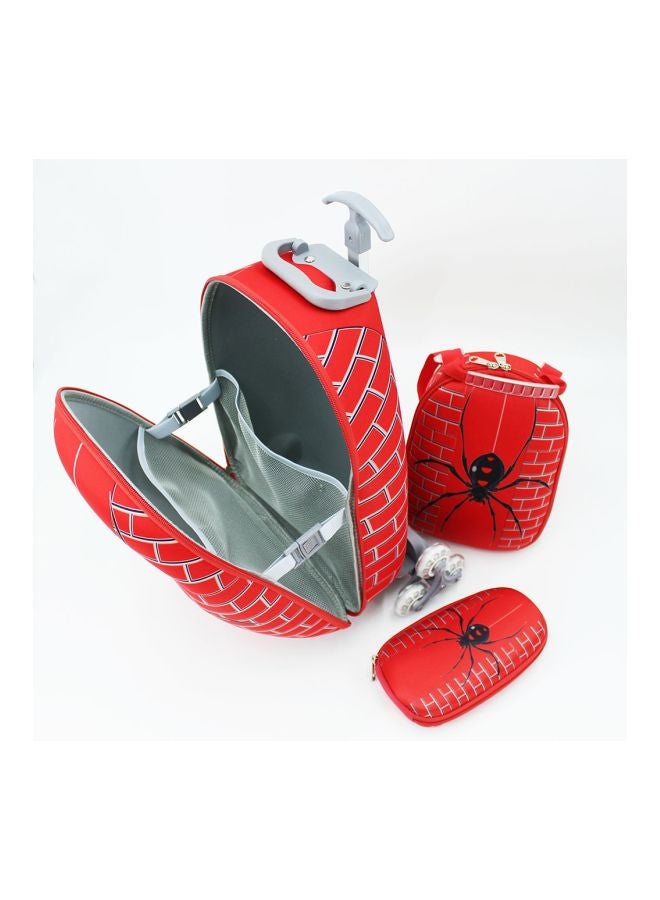 فالوجوشا مجموعة حقيبة ظهر بعجلات بطبعة عنكبوت من 3-قطع أحمر/ أسود/ أبيض - Image 5