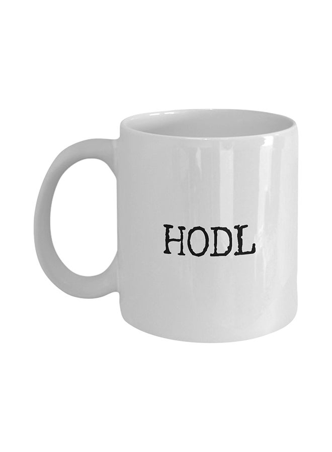 مج قهوة مزين بطبعة عبارة "Just HODL It Bitcoin" أبيض 325ملليلتر