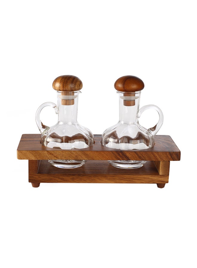 BILLI Wooden Cruet Set Brown/Clear standard - Image 1