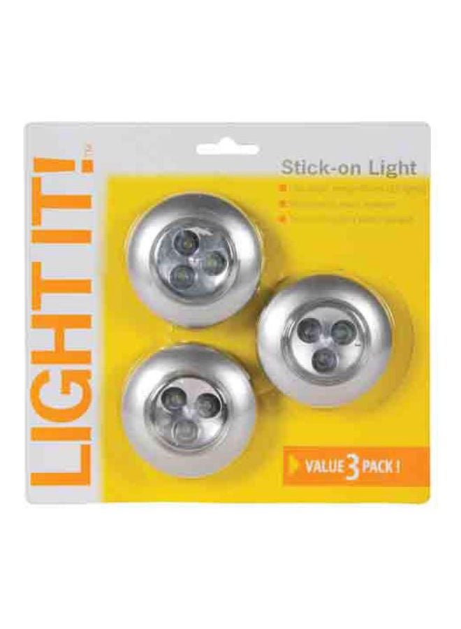 طقم مصابيح LED تلتصق على الأسطح مكون من 3 قطع فضي 3.37 x 1.25بوصة