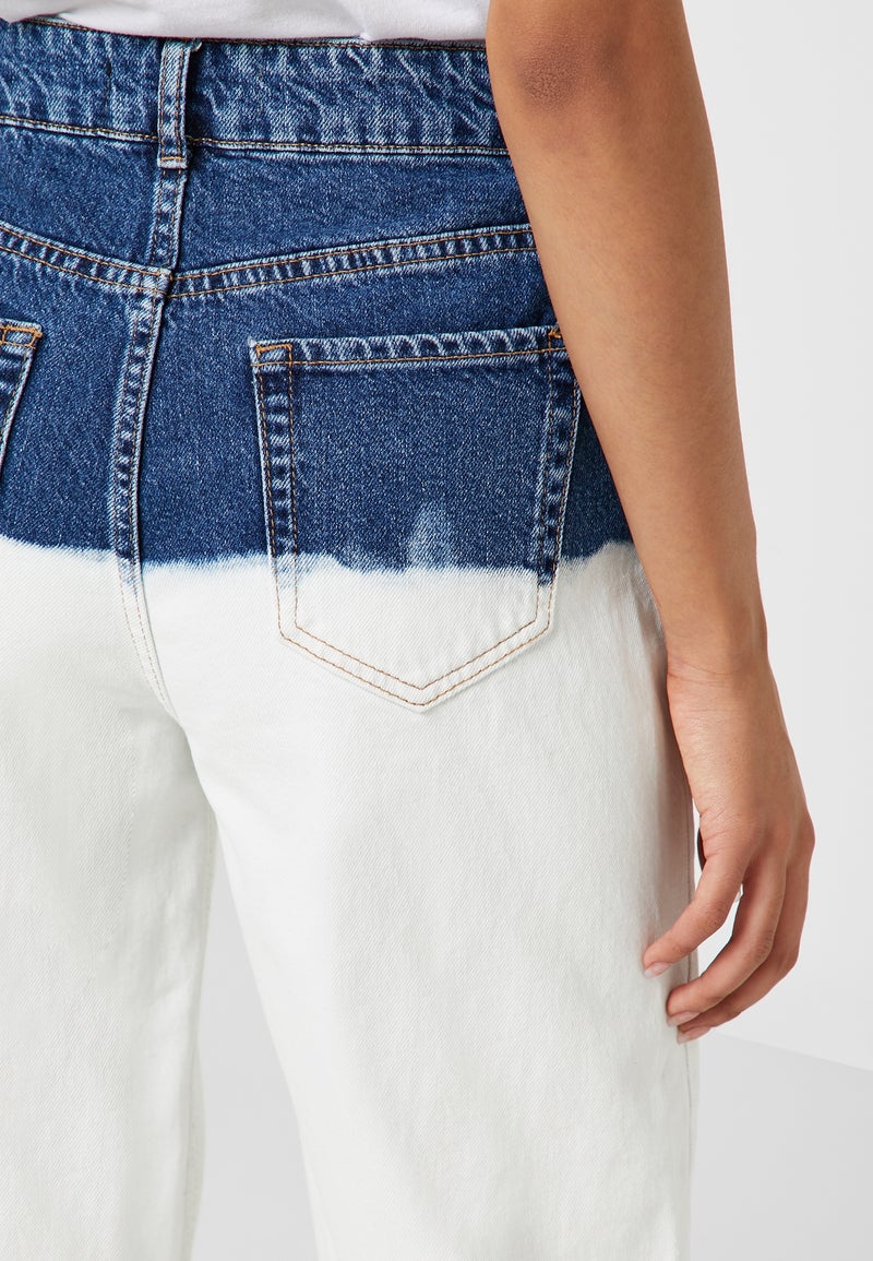 ريزرفد بنطال جينز بقصة مستقيمة وبلون أبيض أزرق / أبيض - Image 4