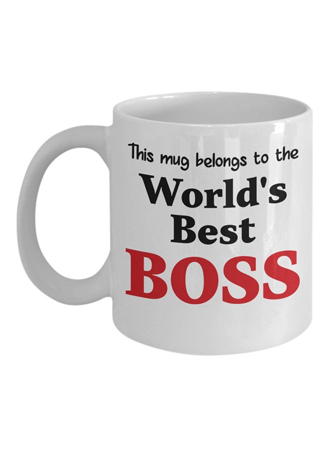إيتالكو - مج قهوة مطبوع عليه عبارة "World's Best Boss" أبيض - Image 1
