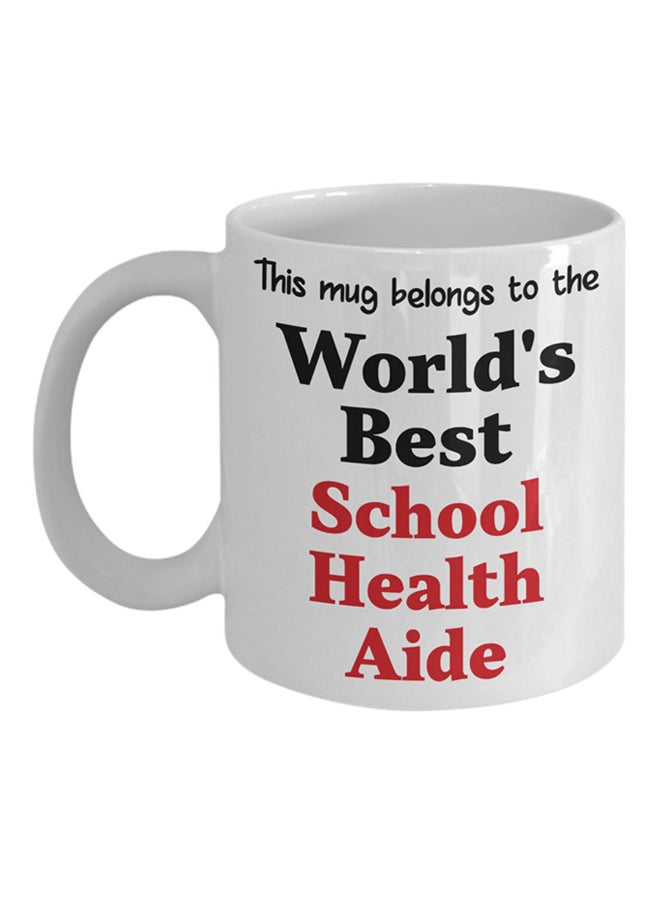 إيتالكو مج قهوة مطبوع عليه عبارة "World's Best School Health Aide" أبيض