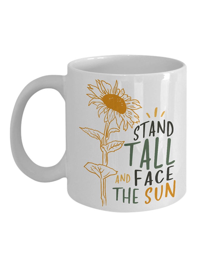 إيتالكو مج قهوة مطبوع عليه عبارة "Stand Tall And Face The Sun" أبيض