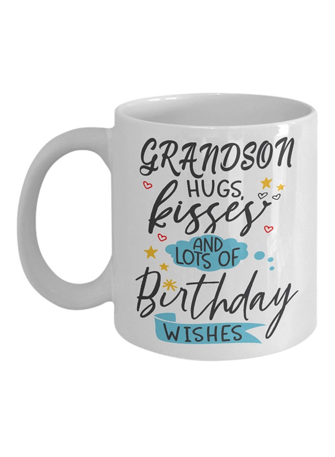ITALCO - Grandson Hugs Kisses Happy Birth Day Coffee Mug White - Image 1