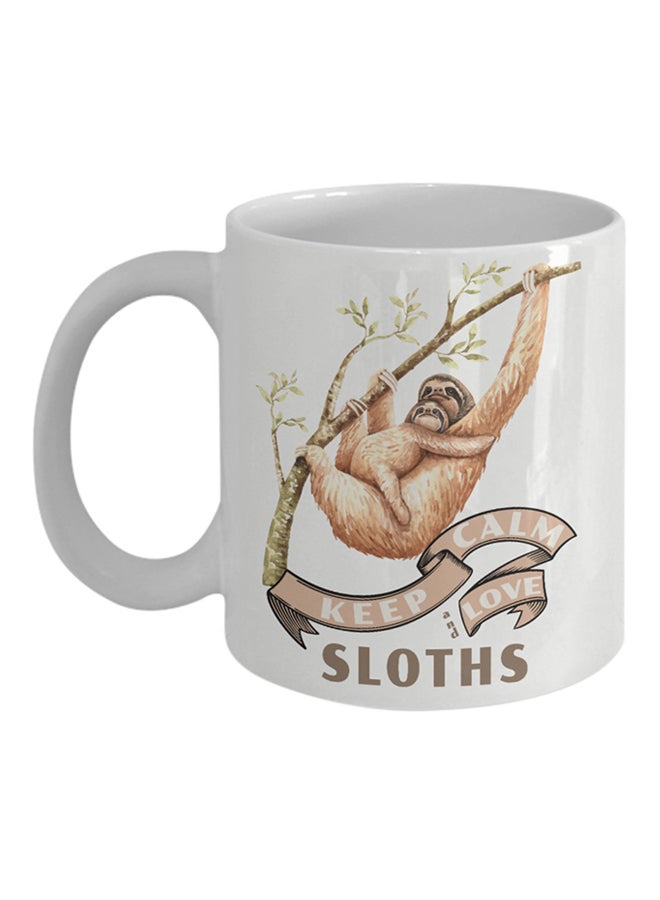 ITALCO Keep Calm And Love Sloths Printed Coffee Mug White