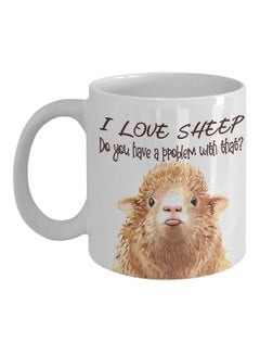 مج قهوة بطبعة عبارة "I Love Sheep" أبيض