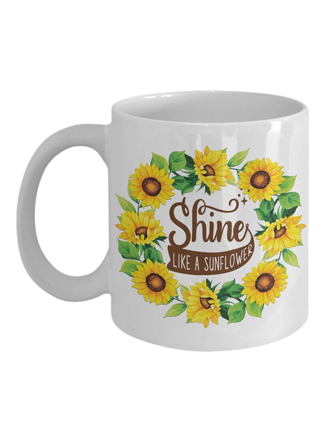 إيتالكو مج قهوة بطبعة عبارة "Shine Like A Sunflower" أبيض