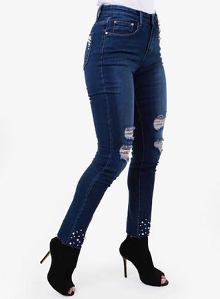 بنطال جينز بتصميم ممزق من الركبة ومزين باللؤلؤ أزرق - v1572418530/N31043934V_1