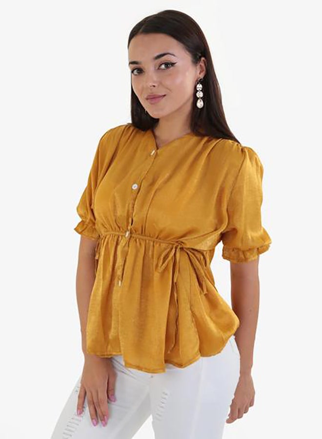 Raw Orange - Summer Crew Neck Blouse Yellow - Image 1