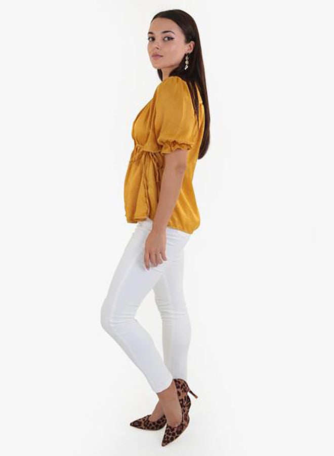 Raw Orange - Summer Crew Neck Blouse Yellow - Image 1