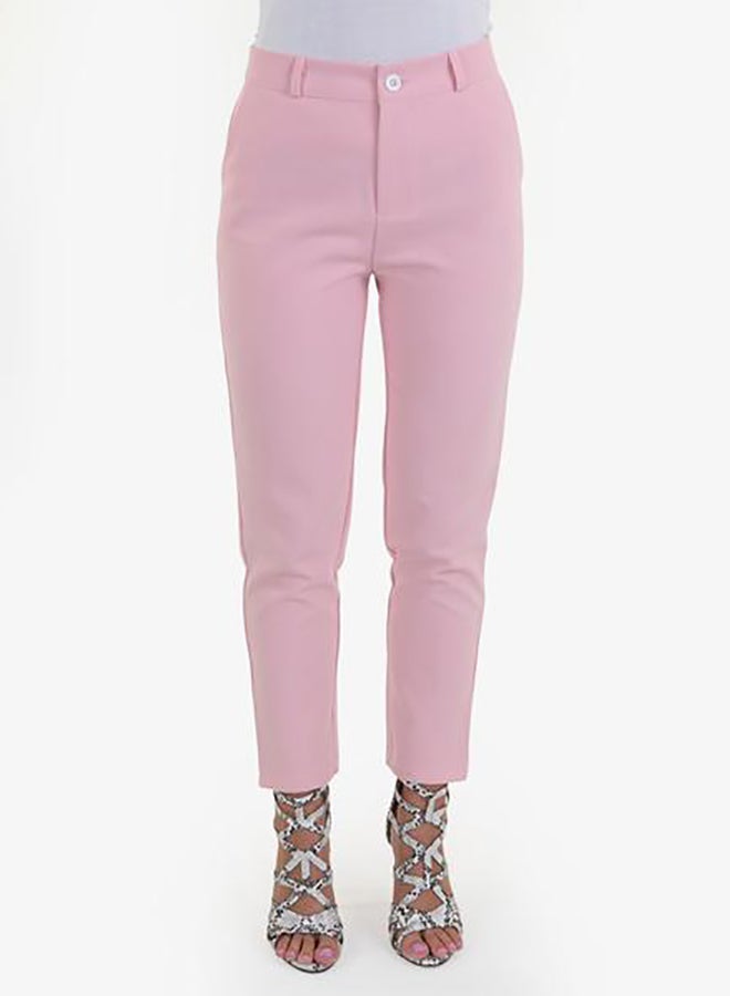 Raw Orange Skinny Solid Pants Pink  - Image 1