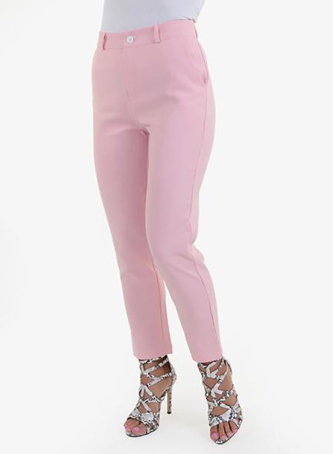 Raw Orange Skinny Solid Pants Pink  - Image 3