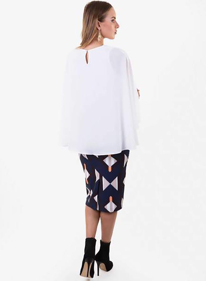 Raw Orange - Midi Skirt With Crew Neck Blouse Multicolour - Image 1