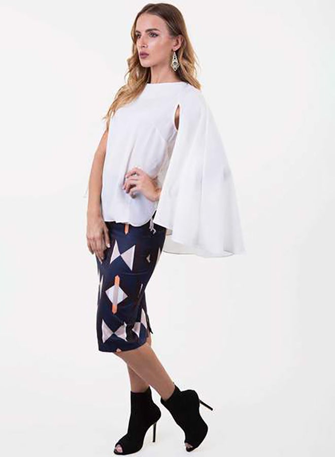 Raw Orange - Midi Skirt With Crew Neck Blouse Multicolour - Image 1