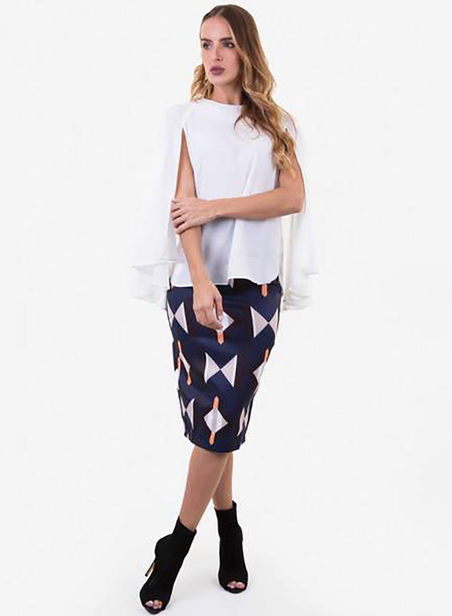 Raw Orange - Midi Skirt With Crew Neck Blouse Multicolour - Image 1