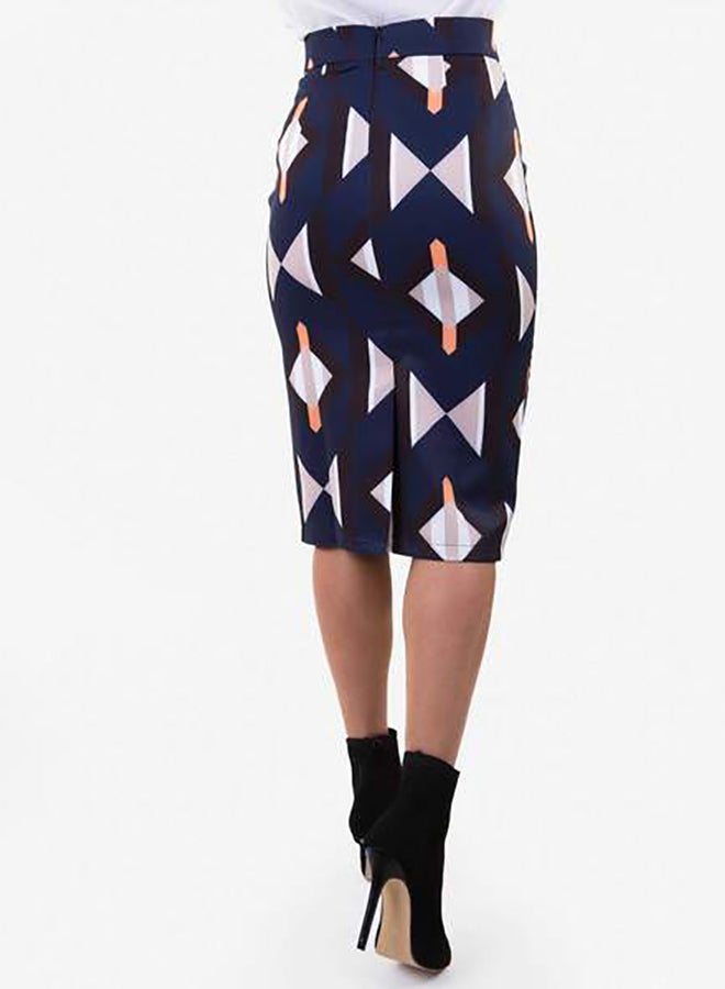 Raw Orange - Midi Skirt With Crew Neck Blouse Multicolour - Image 1