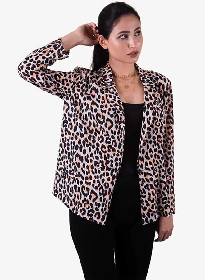 Raw Orange Cheetah Printed Blazer Multicolor  - Image 1