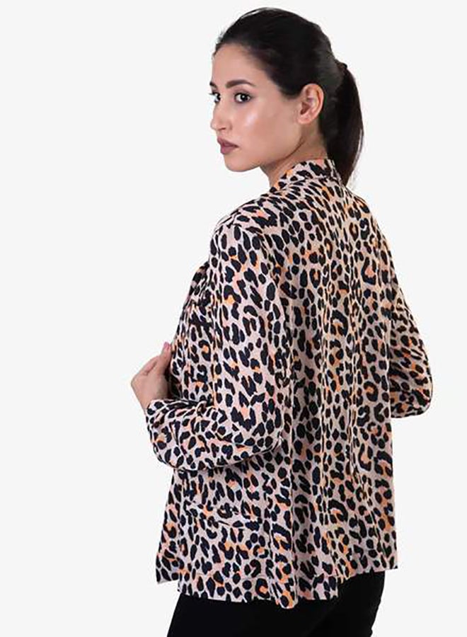 Raw Orange Cheetah Printed Blazer Multicolor  - Image 2