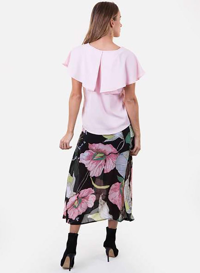 Raw Orange - Short Sleeve Blouse With Long Skirt Multicolour - Image 1