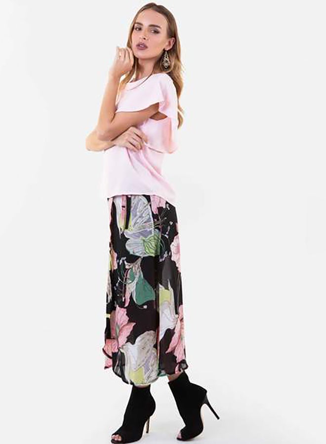 Raw Orange - Short Sleeve Blouse With Long Skirt Multicolour - Image 1