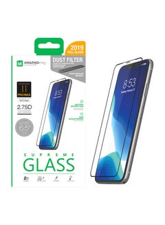 iPhone 11 Pro MAX / iPhone XS Max Fully Covered 2.75D tempered Glass Screen Protector with built in Dust Filter and Anti Static Glue Clear/Black