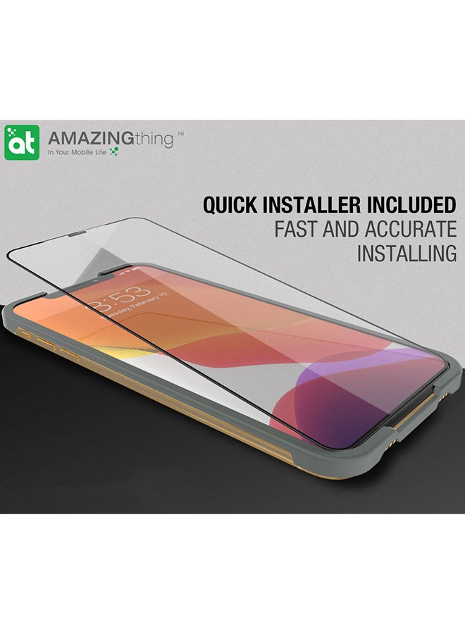 AMAZINGthing - iPhone 11 Pro MAX / iPhone XS Max Fully Covered 2.75D tempered Glass Screen Protector with built in Dust Filter and Anti Static Glue Clear/Black - Image 1