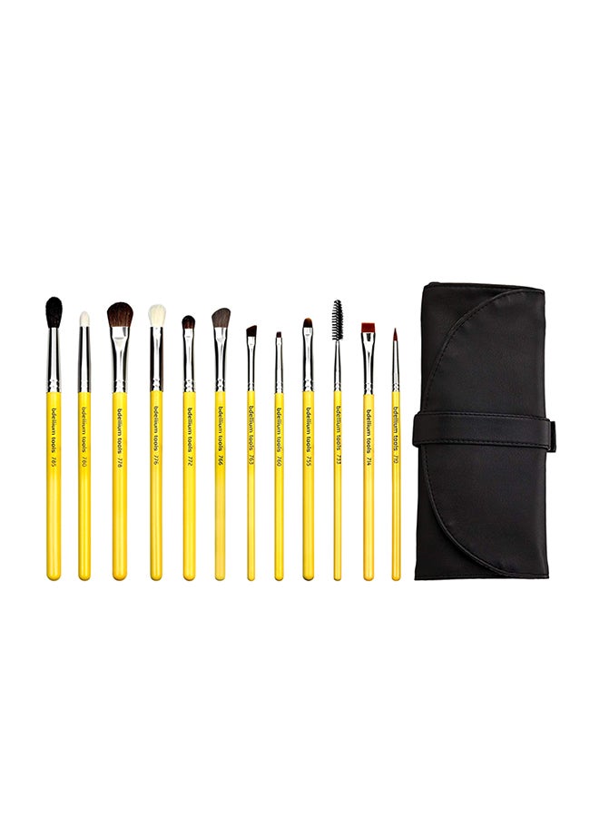 Bdellium Tools - 12-Piece Studio Line Eye Brush Set Yellow/Silver/Brown - Image 1