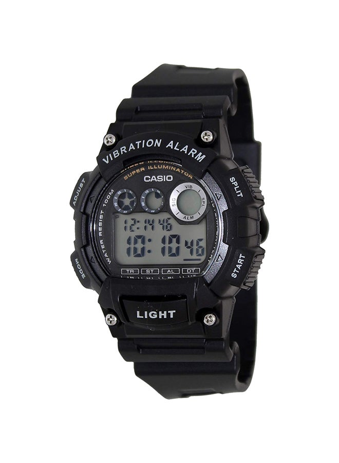 كاسيو ساعة يد كوارتز كلاسيكية بسوار من الراتينج طراز W735H - مقاس 51 مم - لون أسود للرجال - Image 4