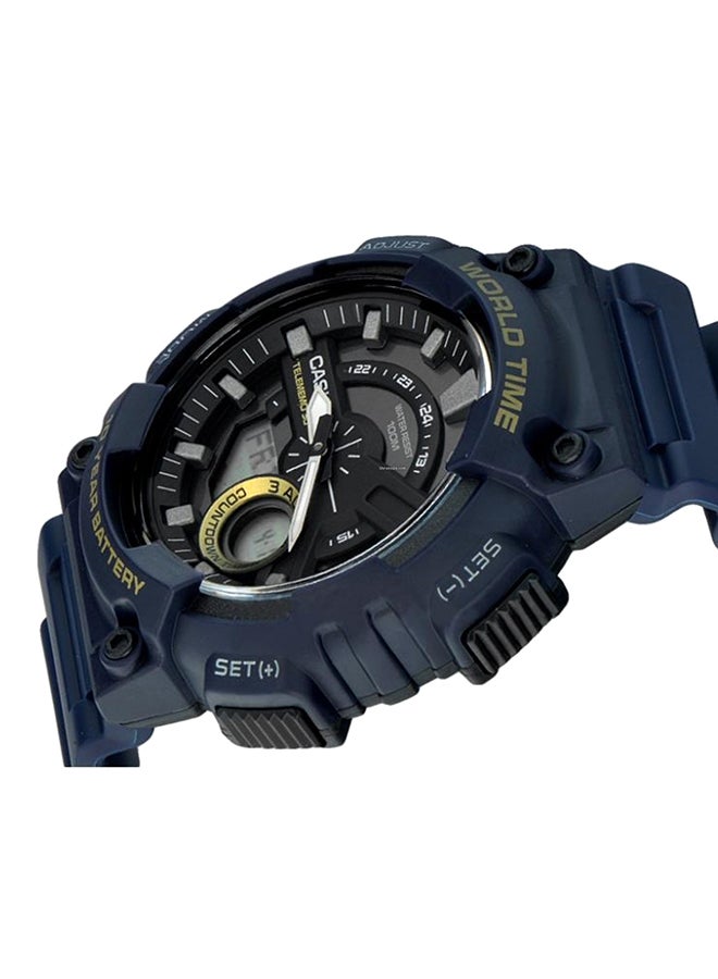 كاسيو ساعة يد رقمية وبعقارب مقاومة للماء طراز AEQ-110W-2A - 52 مم - أزرق للرجال - Image 5