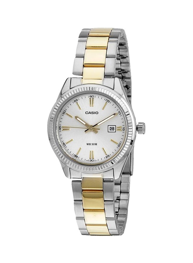 كاسيو ساعة يد بعقارب ومقاومة للماء طراز LTP-1302SG-7A - قياس 30 مم - فضي/ذهبي للنساء - Image 1
