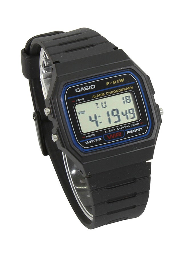 كاسيو ساعة يد رقمية رياضية مقاومة للماء بسوار من الراتنج طراز F-91W-1D - مقاس 38 مم - لون أسود للرجال - Image 3
