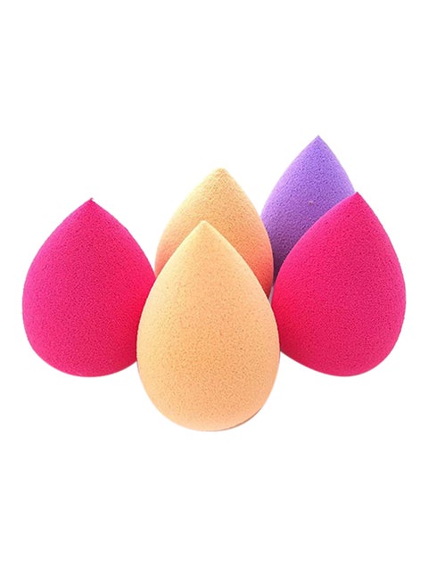 5-Piece Foundation Sponge Beige/Pink/Purple