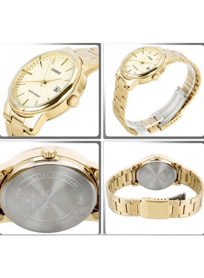 كاسيو ساعة يد بعقارب وسوار من الستانلس ستيل مقاومة للماء طراز LTP-V002G-9AVDF - 35 مم - ذهبي للنساء - Image 4