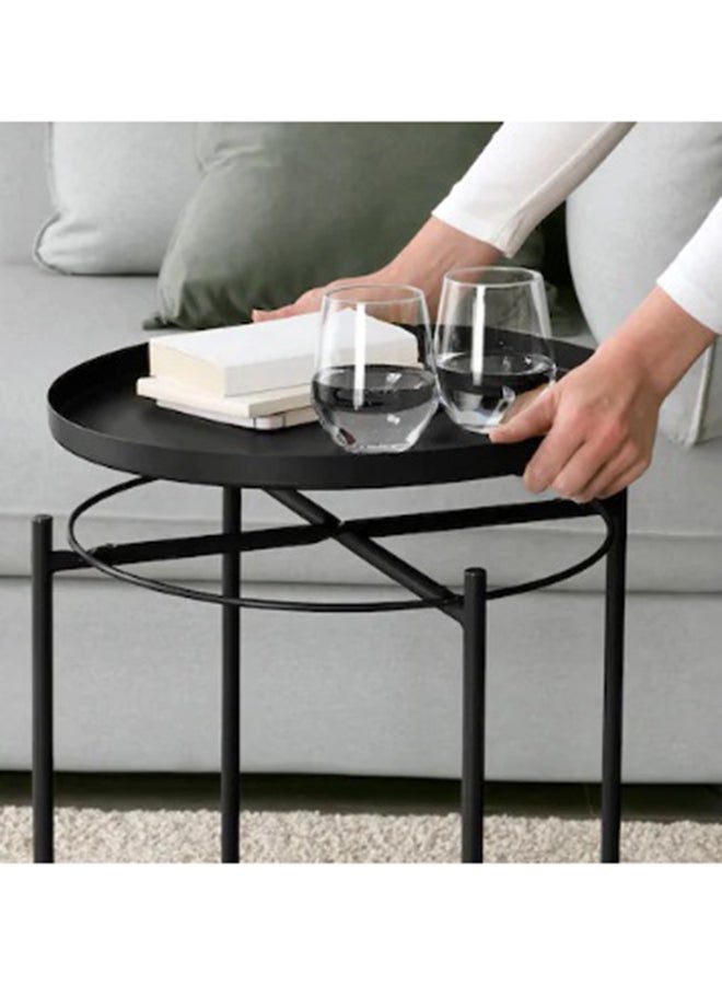 MODERN HOME - Steel Tray Table with Detachable Tray Top，Round Metal Coffee Table Waterproof Removable Tray Table，for Living Room Bedroom Balcony Office Black 25x48x4cm - Image 1