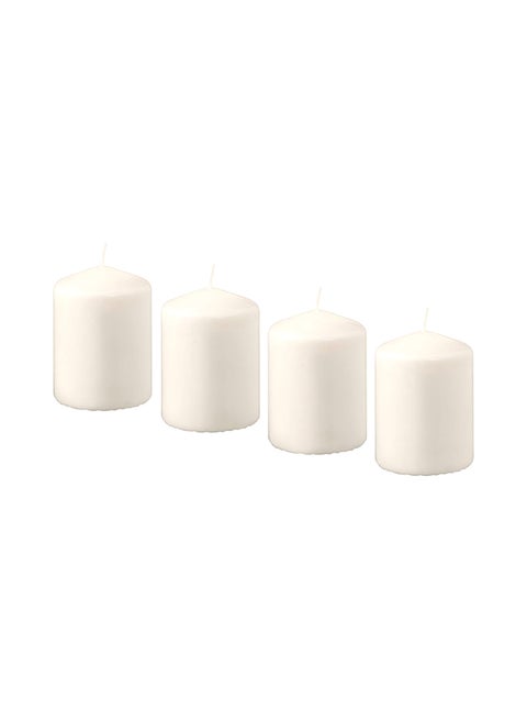 4-Piece Unscented Block Candle Set White 8x5.7cm