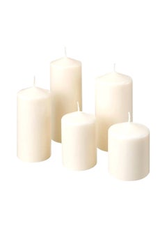 5-Piece Unscented Block Candle Set White 19x7x22cm